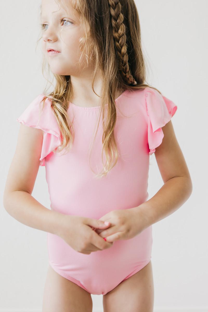 Bubblegum Pink S/S Flutter Sleeve Leotard 3