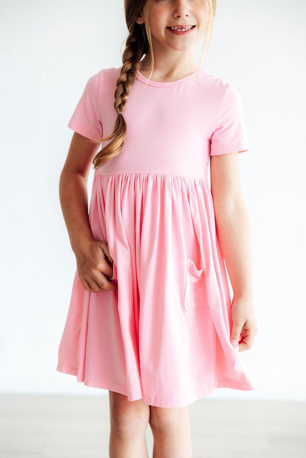 Bubblegum Pink S/S Pocket Twirl Dress 2