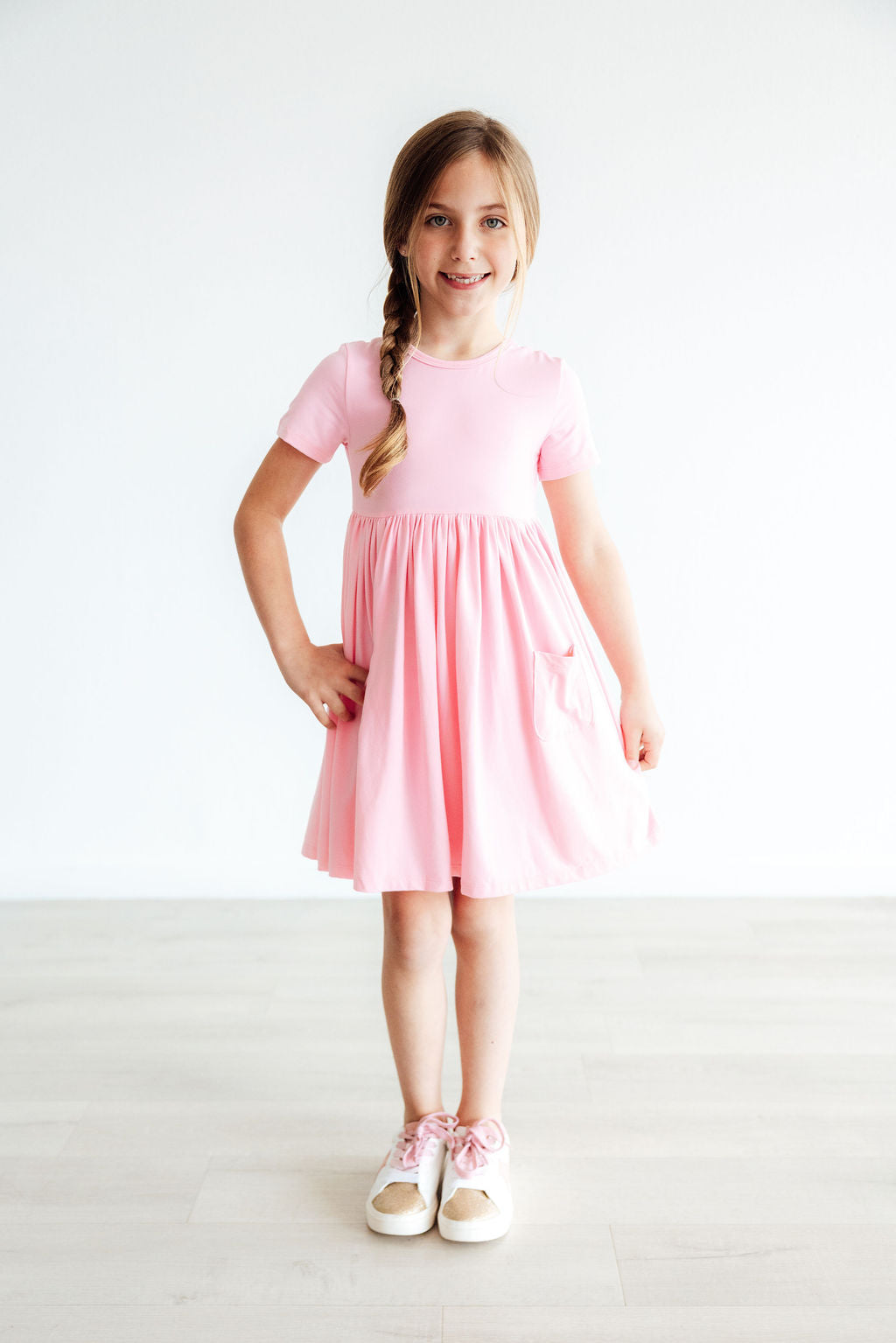 Bubblegum Pink S/S Pocket Twirl Dress 3