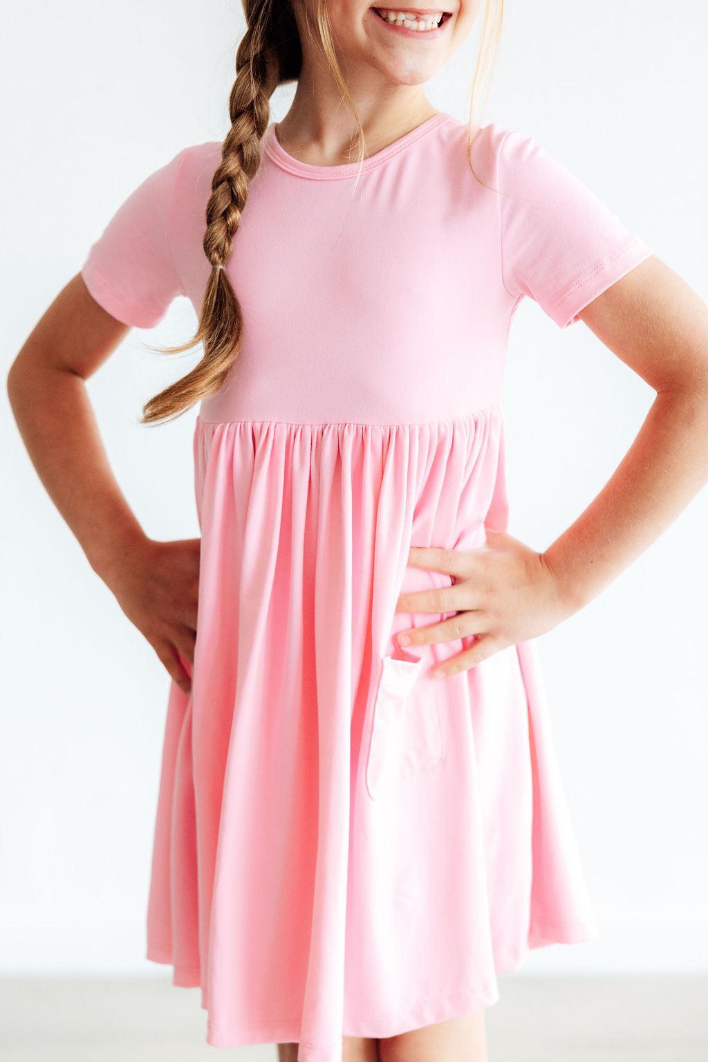 Bubblegum Pink S/S Pocket Twirl Dress 1