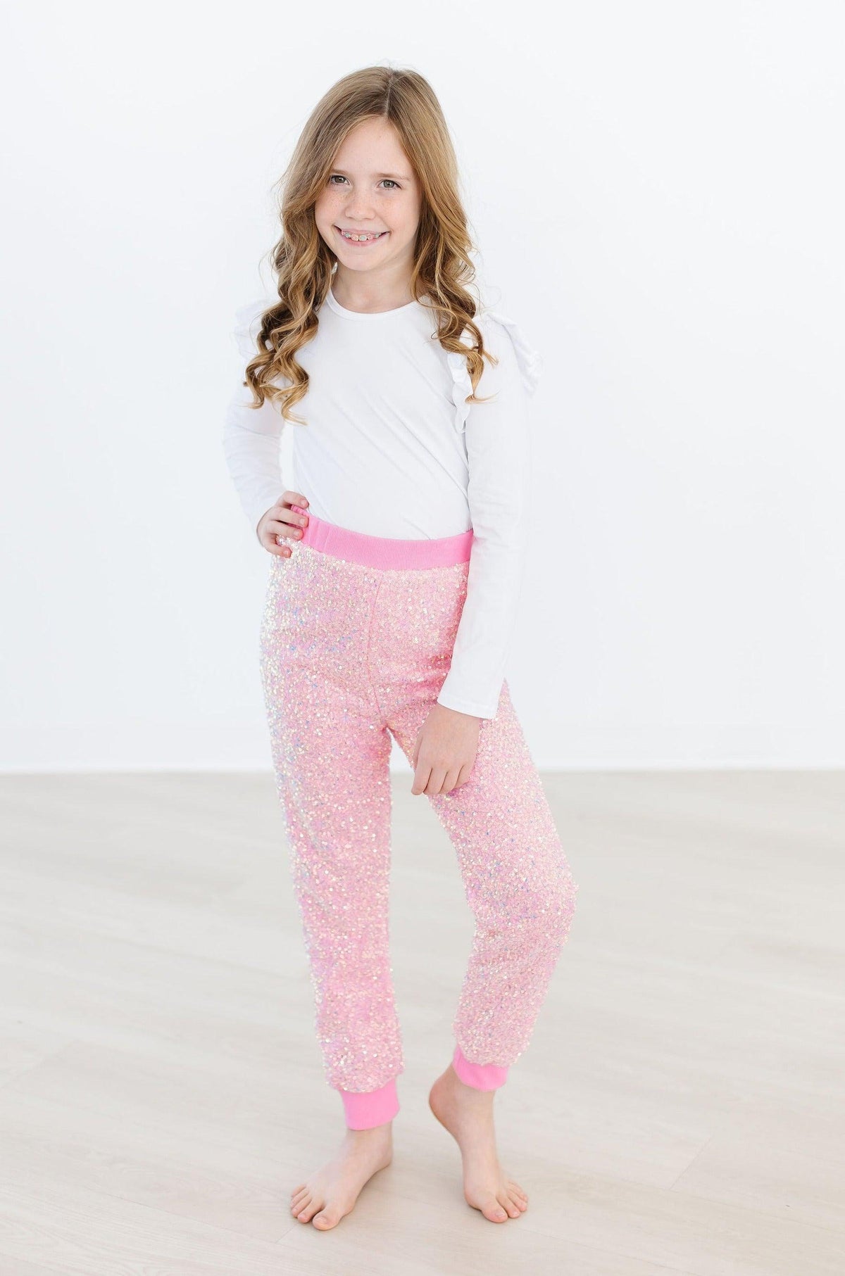 Bubblegum Pink Sequin Joggers 3