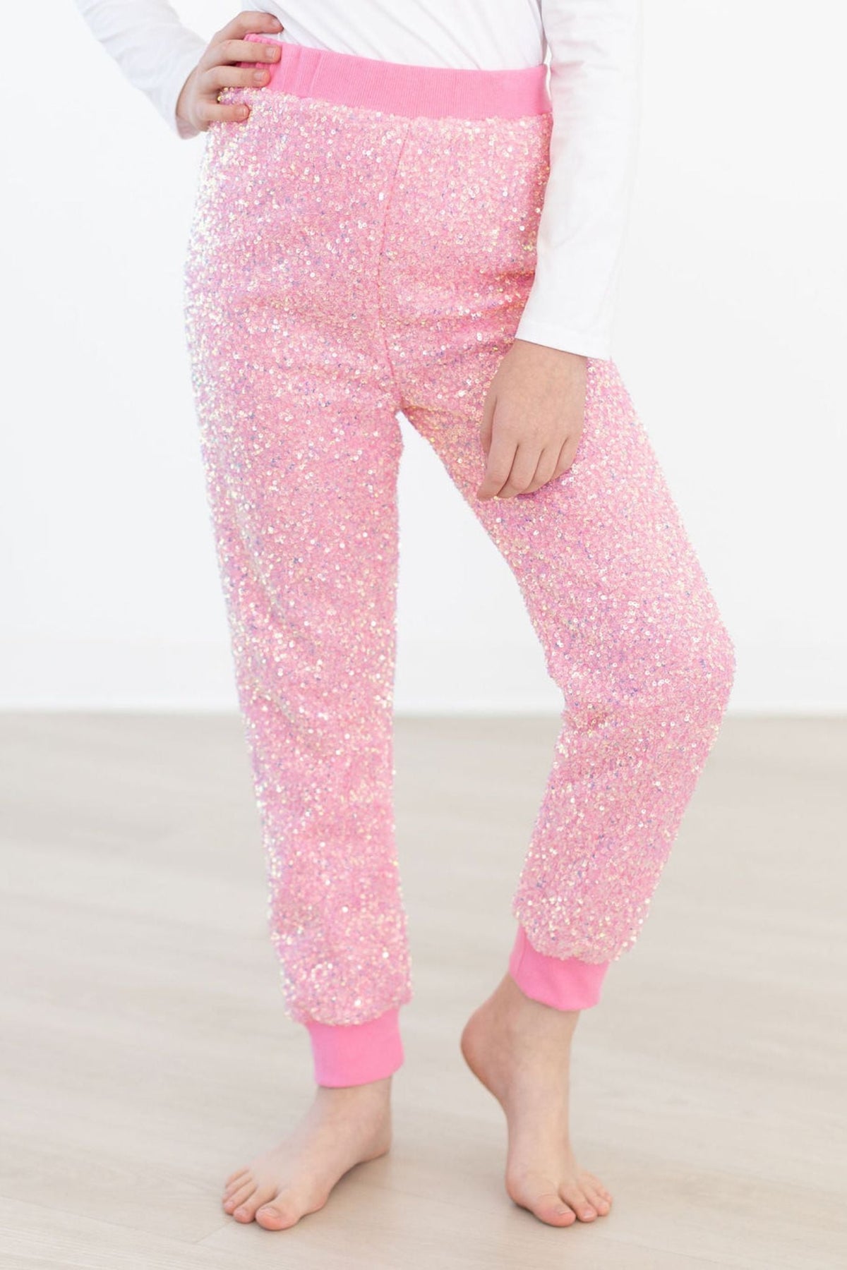 Bubblegum Pink Sequin Joggers 1