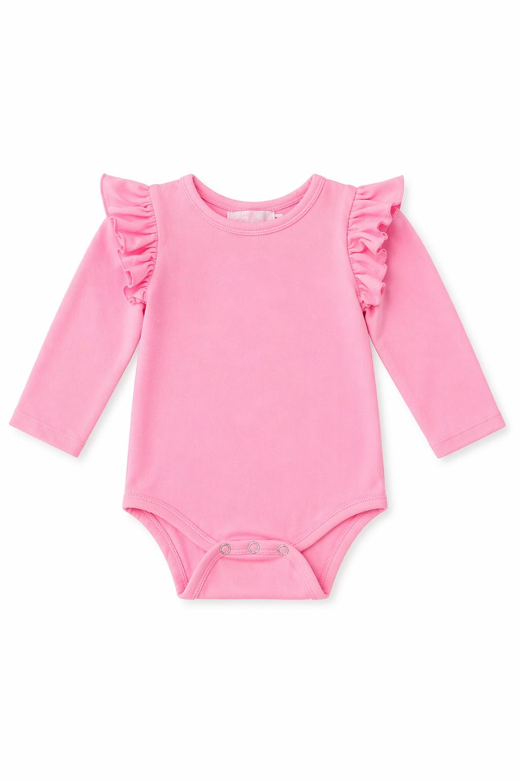 Bubblegum Pink L/S Flutter Bodysuit 1