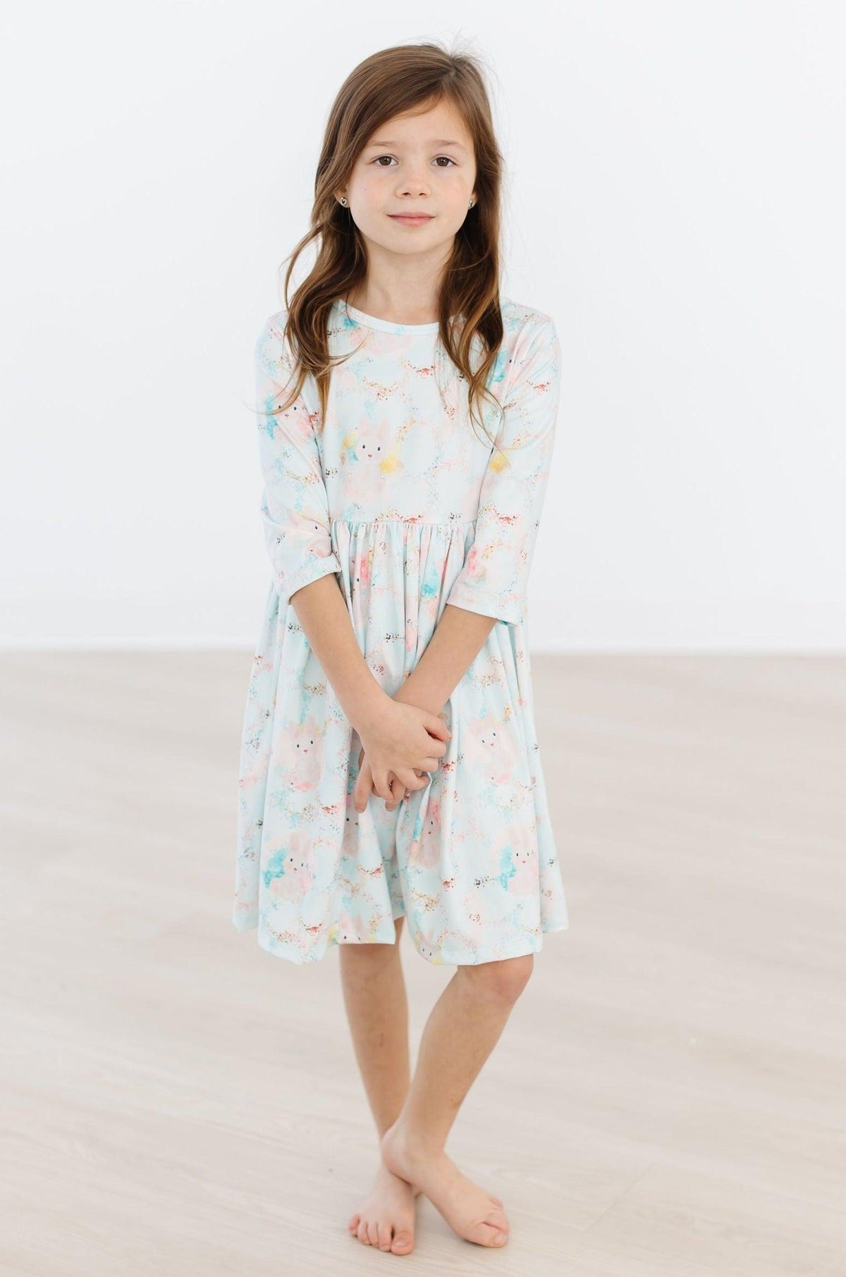 Bunny Dreams 3/4 Sleeve Pocket Twirl Dress 4