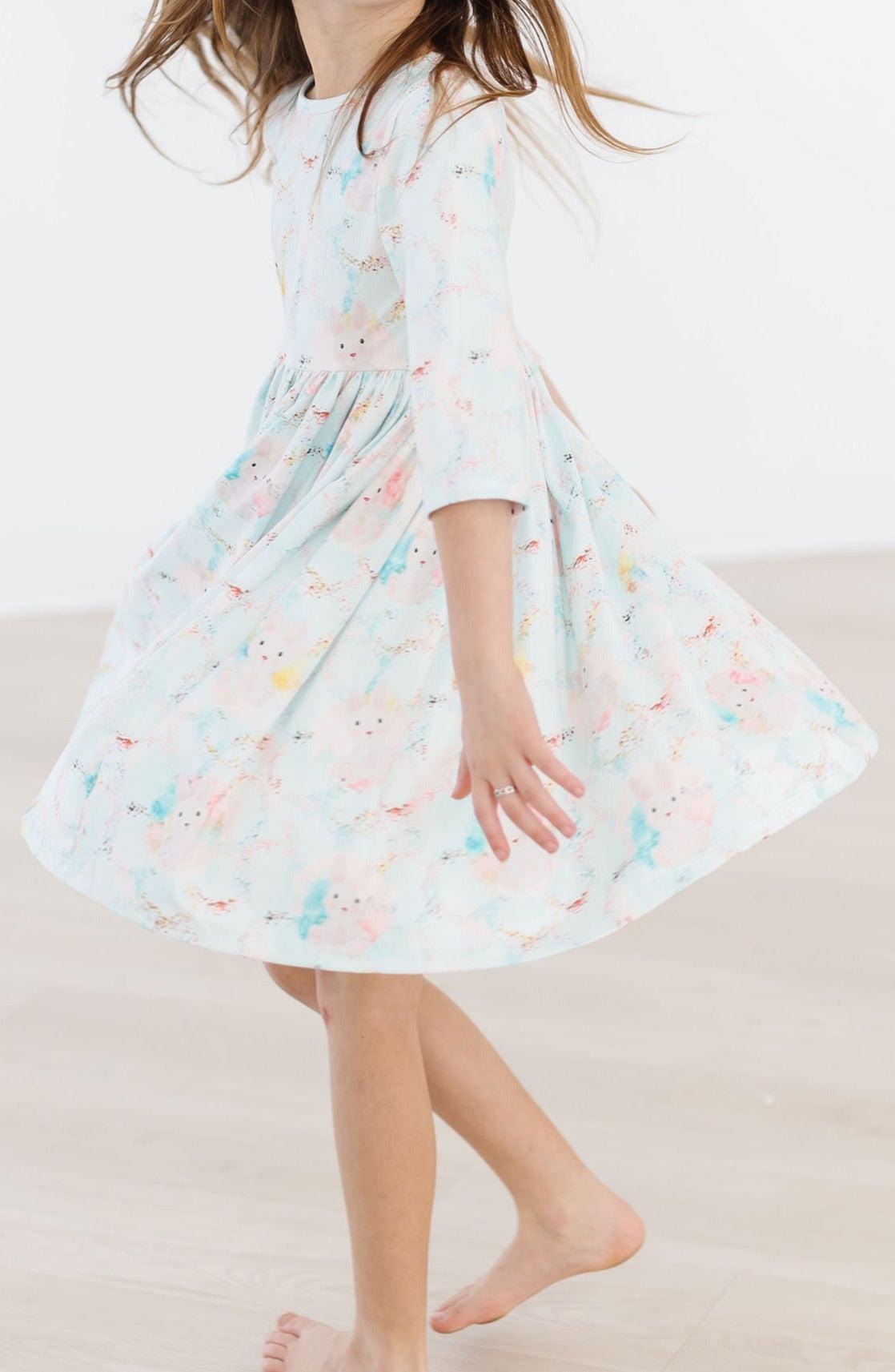 Bunny Dreams 3/4 Sleeve Pocket Twirl Dress 5