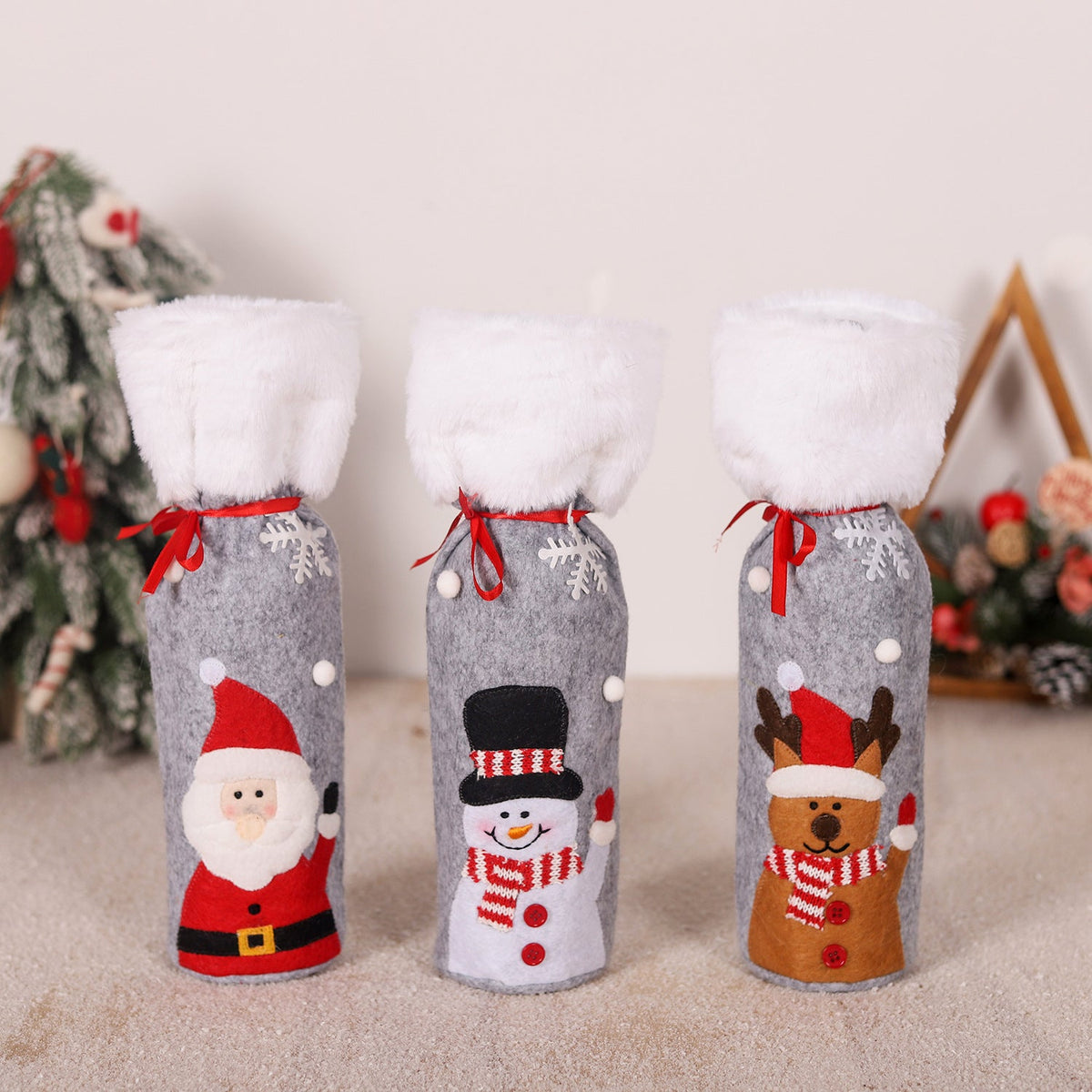Christmas supplies red wine bottle covers elderly snowmen elk red wine bags household items 1