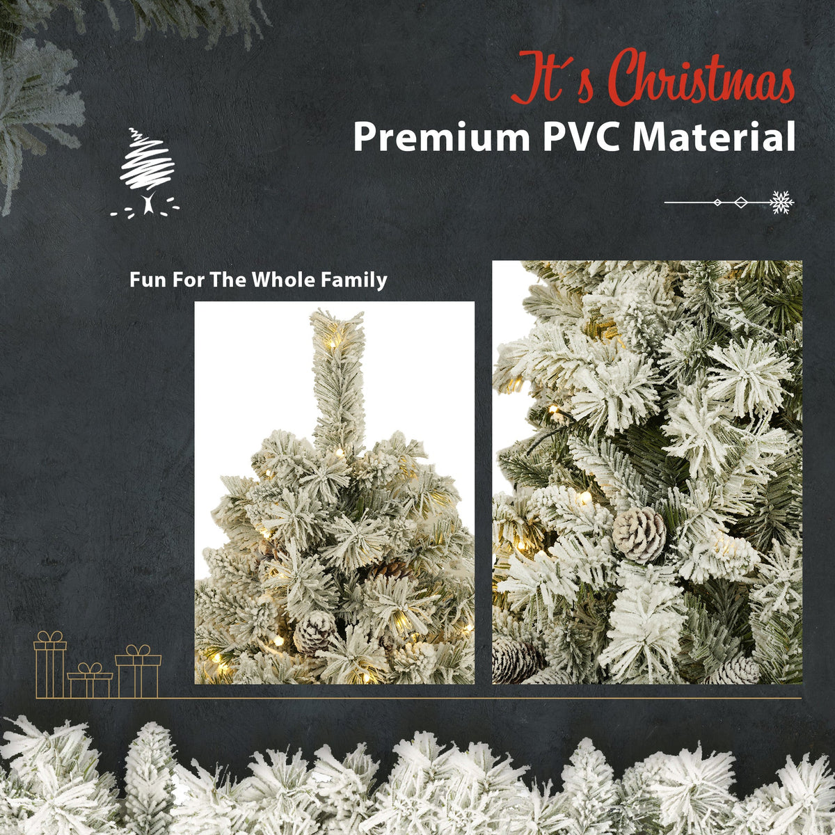 A set of 4 artificial Christmas trees, including flower garlands, flower garlands, and 2 entrance trees, with LED lights 7