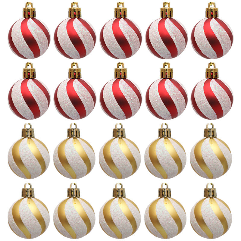 Christmas Ball Decoration Red and White Threaded Christmas Tree Hanging Decoration Hand drawn Christmas Ball Plastic 2
