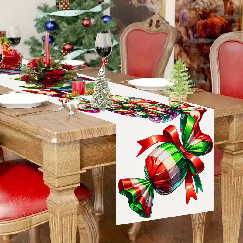 Christmas candy printed table flag new Christmas table decoration tablecloth mat holiday party tablecloth 4
