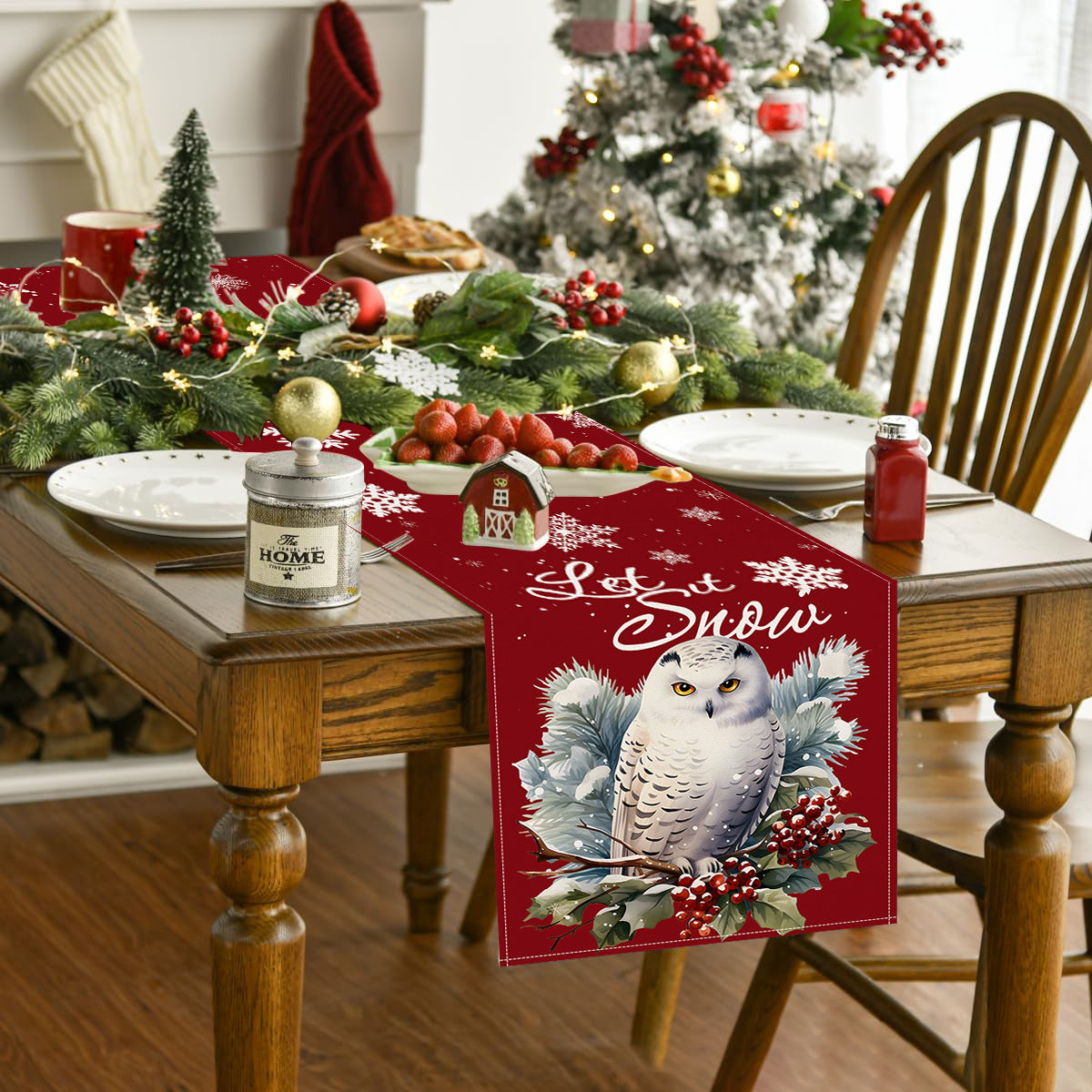 Owl Linen Table Flag Christmas Day Table Decoration Tablecloth Kitchen Restaurant Tablecloth Tea Table Cloth 4