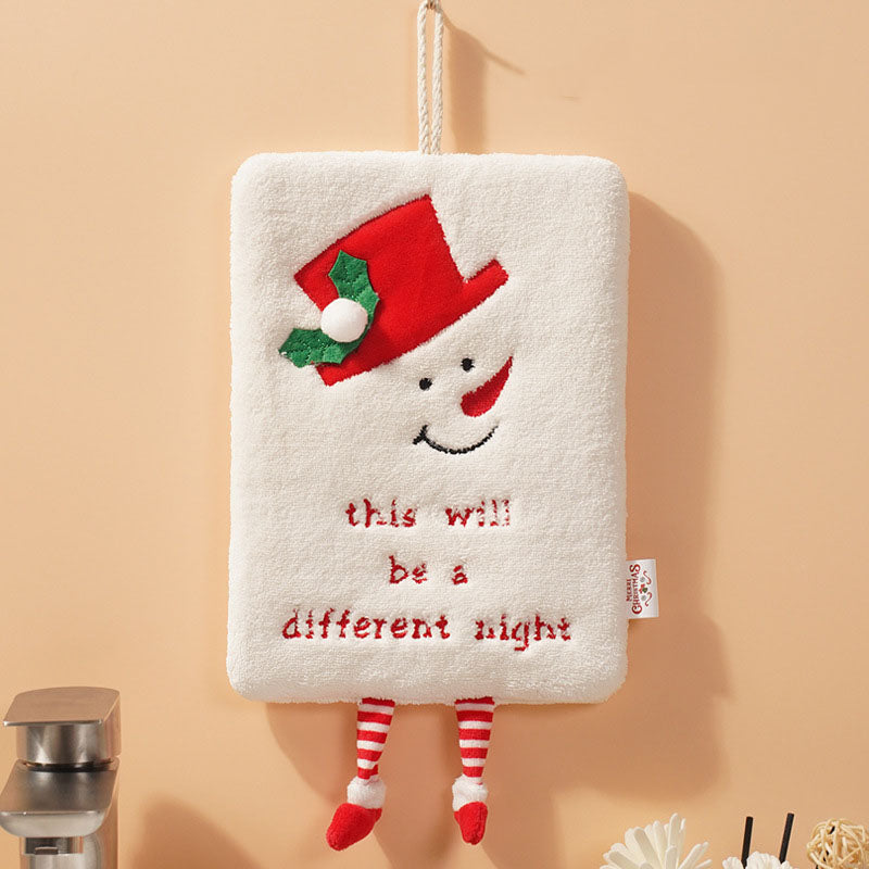 New Christmas hand towel can be hung with thick coral fleece towel, kitchen absorbent quick drying cloth, cartoon hand towel 4