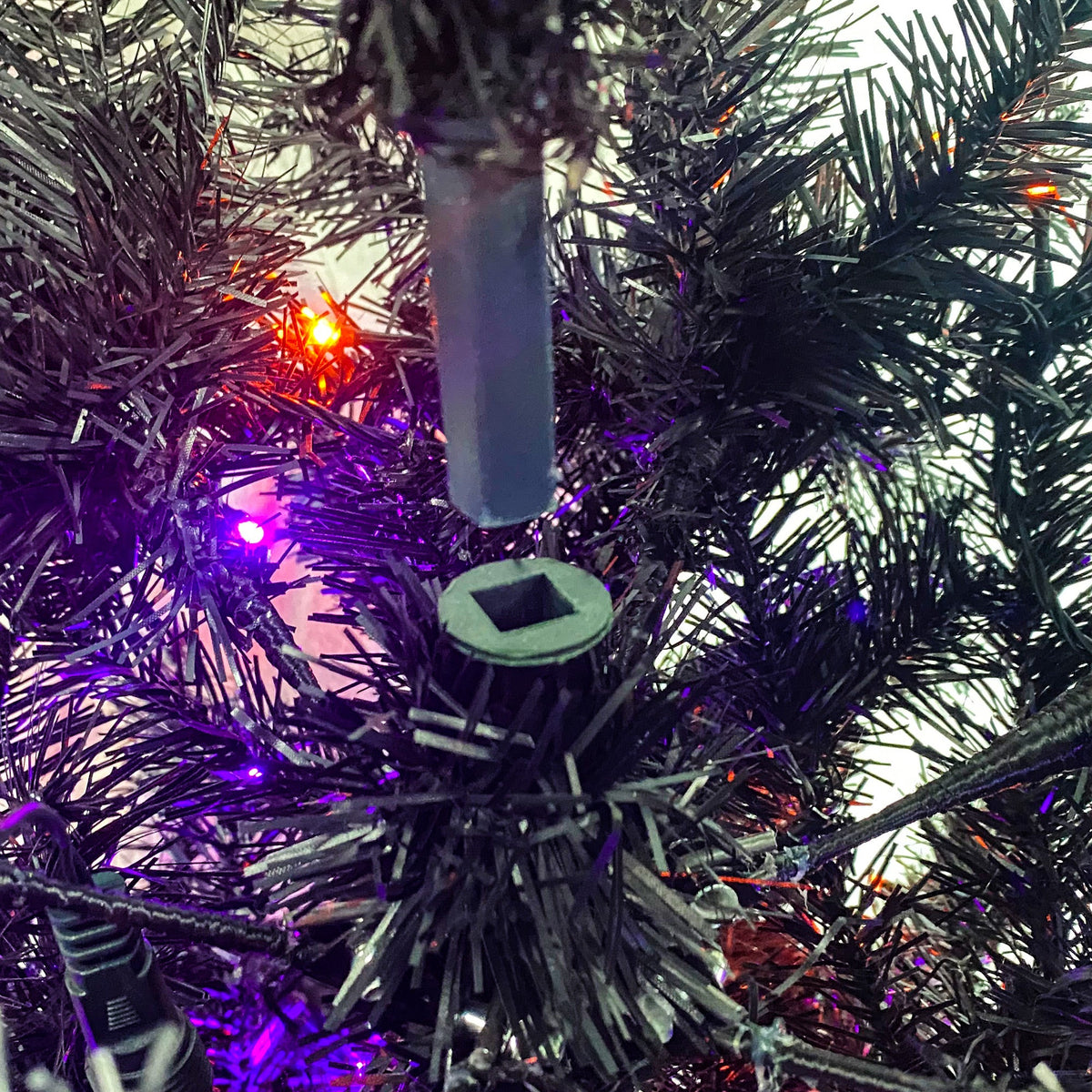 6FT artificial fir curved top Halloween tree, with 1080 lush branch tips and 300 LED lights in a Christmas and Halloween style 11