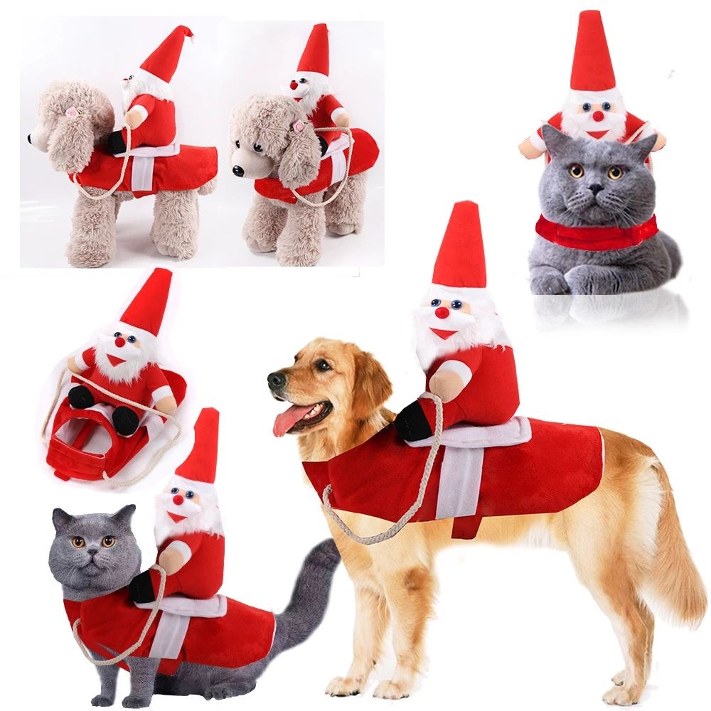 Fashion Designer Large And Medium Santa Dog Christmas Costumes Riding Clothes Transformed Into Santa Claus Clothes 4