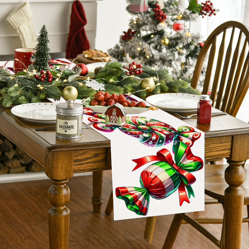 Christmas candy printed table flag new Christmas table decoration tablecloth mat holiday party tablecloth 2