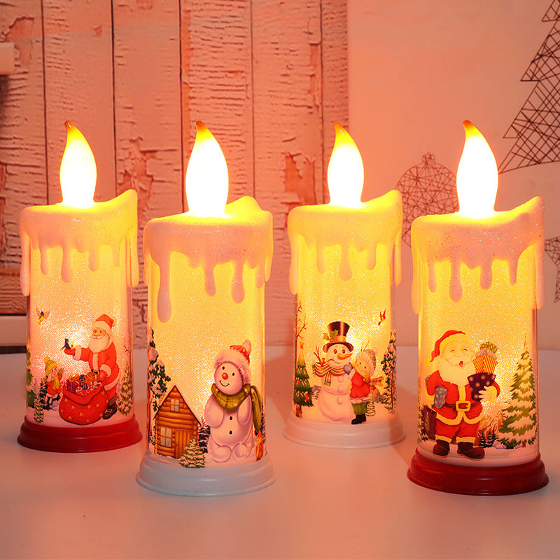 Christmas decoration candle light LED simulation flame candle Santa Claus snowman decoration night light 2