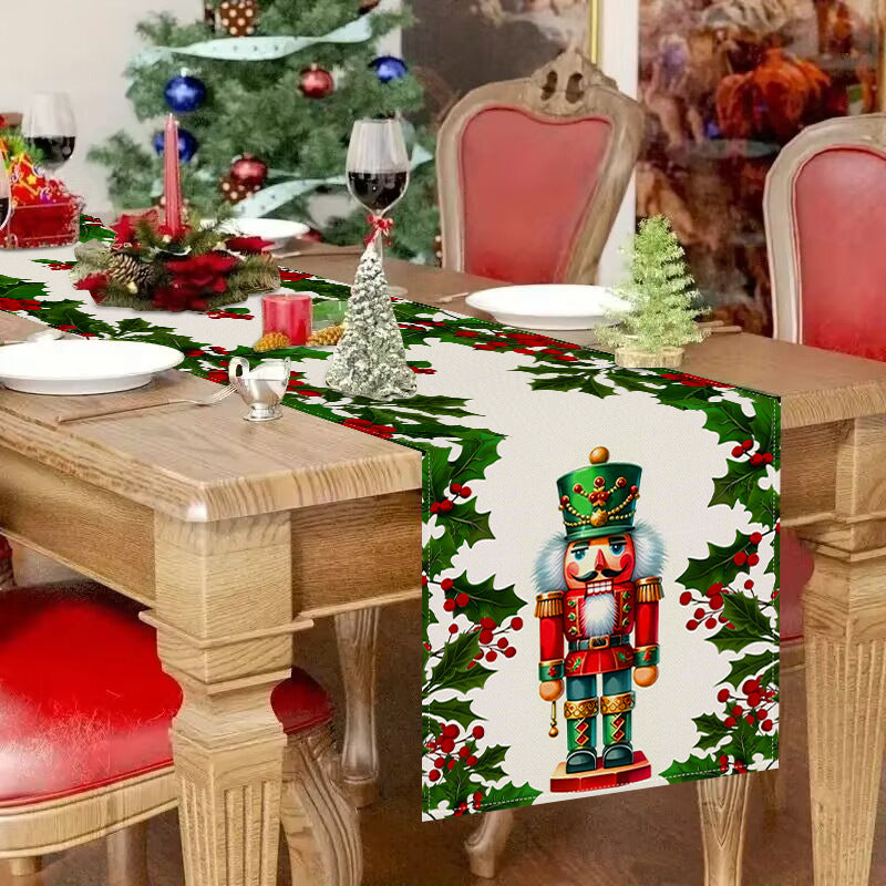 Christmas linen table flag walnut clip printed tablecloth holiday table decoration tablecloth tea flag pad 2
