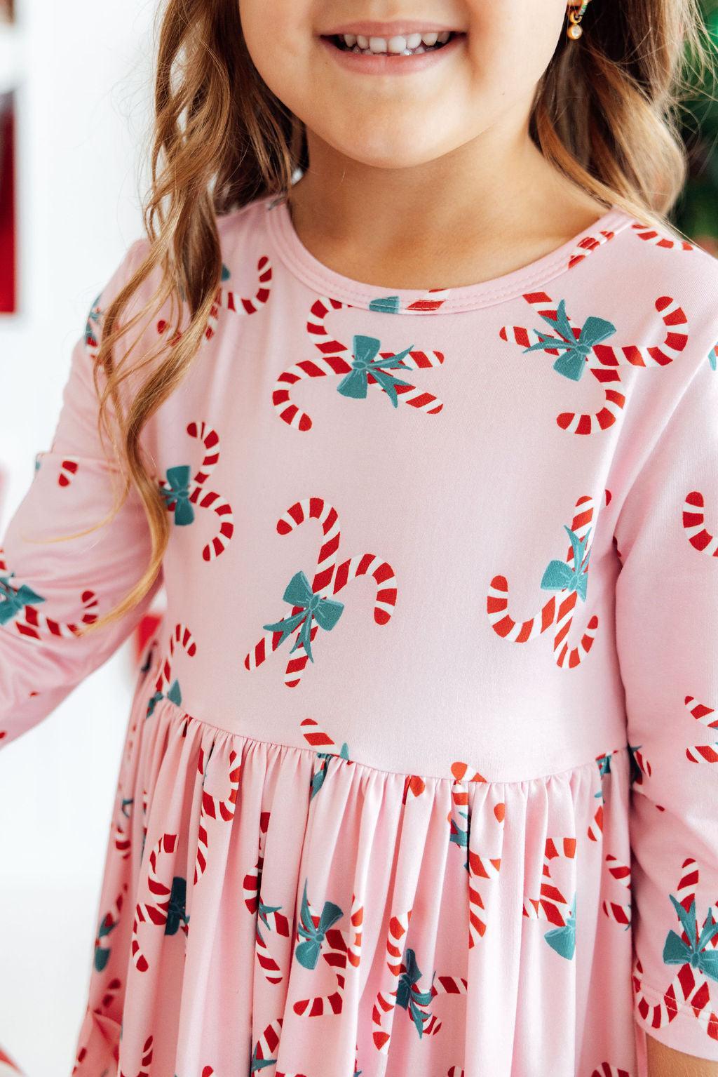 Candy Cane Cutie 3/4 Sleeve Pocket Twirl Dress 2