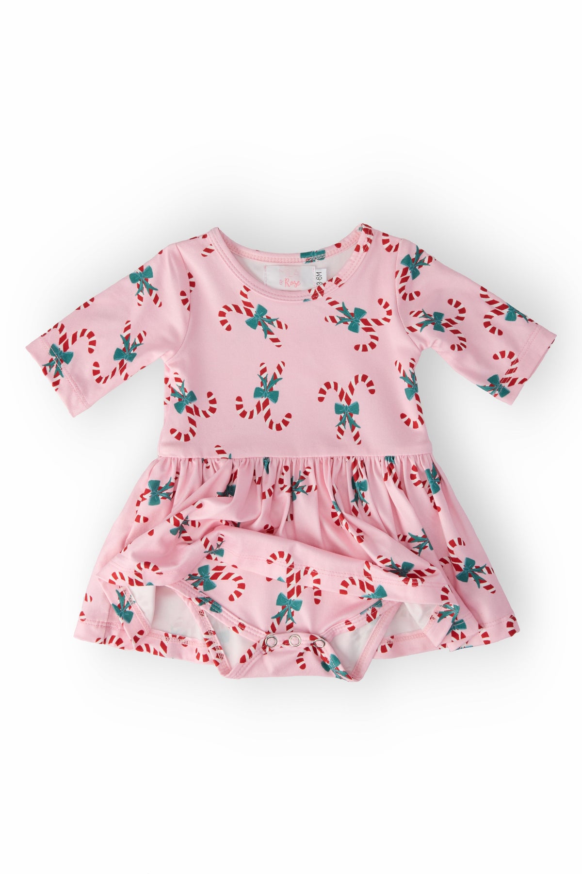 Candy Cane Cutie 3/4 Sleeve Twirl Bodysuit 3