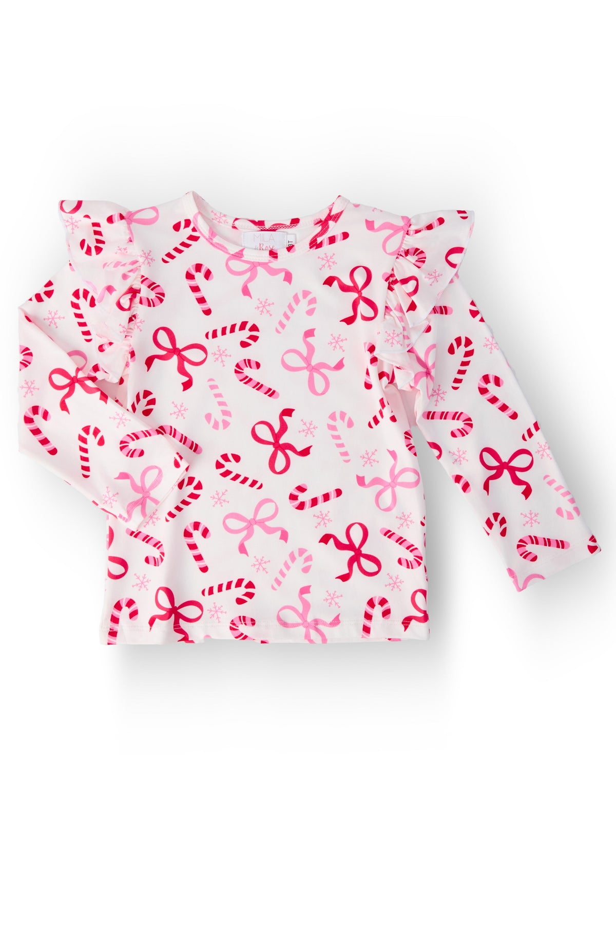 Candy Cane Lane L/S Ruffle Tee 1