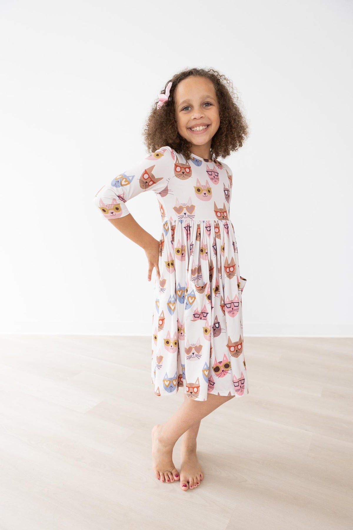 Cattitude 3/4 Sleeve Pocket Twirl Dress 4