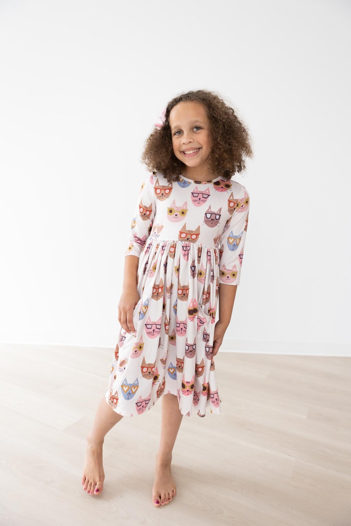 Cattitude 3/4 Sleeve Pocket Twirl Dress 5