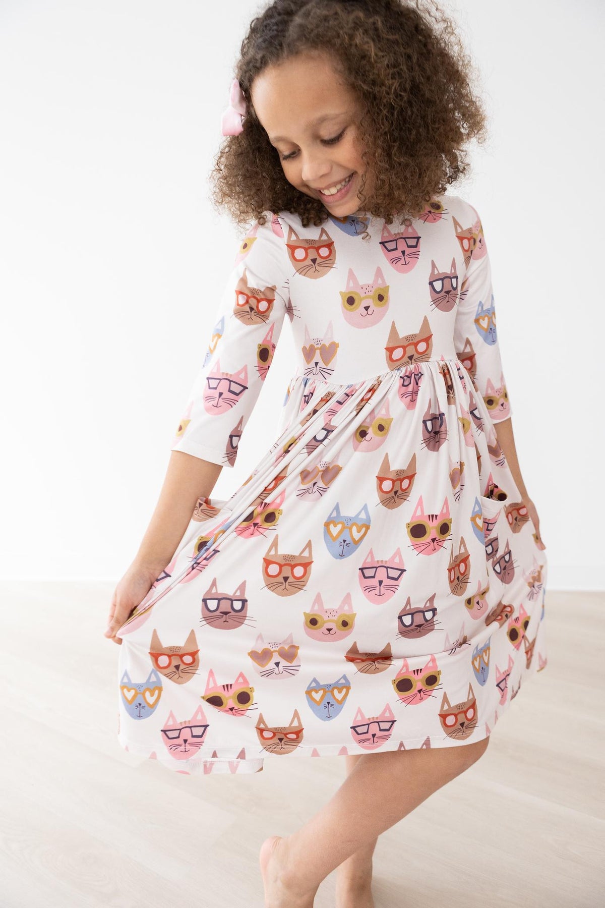 Cattitude 3/4 Sleeve Pocket Twirl Dress 1
