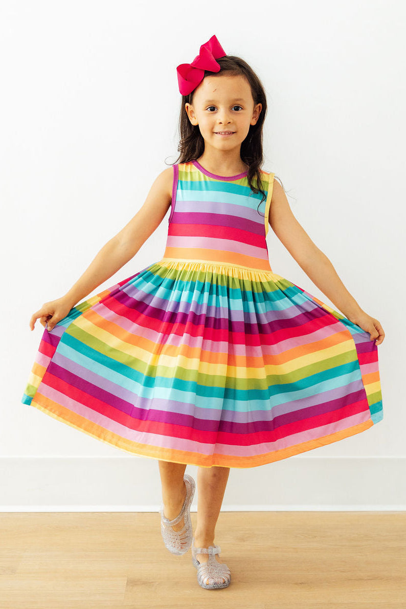 Cheerful Stripes Tank Twirl Dress 3