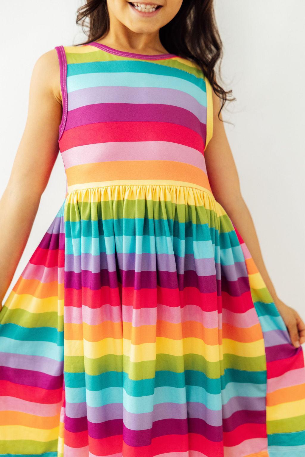 Cheerful Stripes Tank Twirl Dress 1