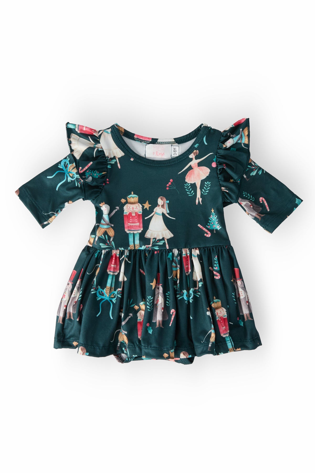 Christmas Ballet 3/4 Sleeve Flutter Twirl Bodysuit 1