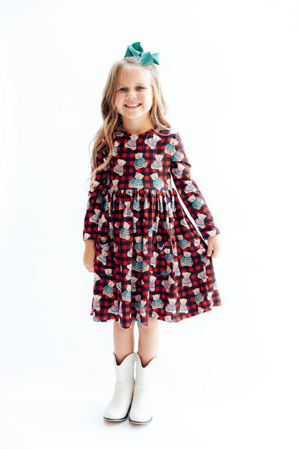 Christmas Bears L/S Pocket Twirl Dress 4