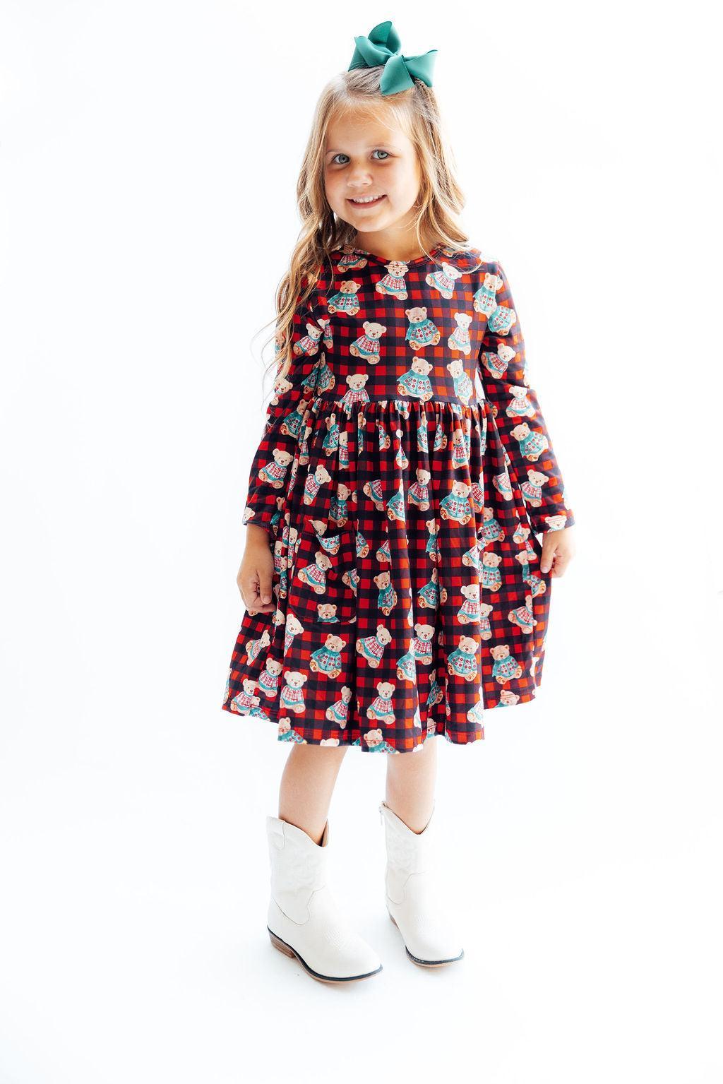 Christmas Bears L/S Pocket Twirl Dress 5