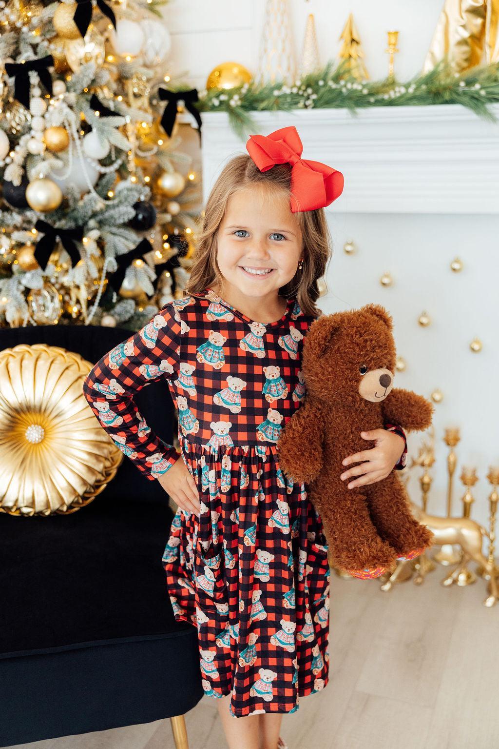 Christmas Bears L/S Pocket Twirl Dress 1