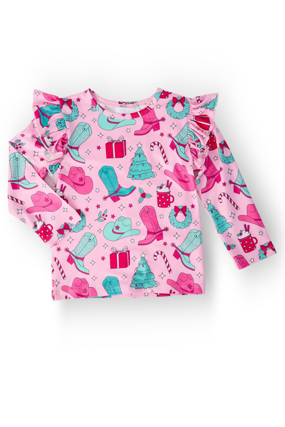 Christmas Cowgirl L/S Ruffle Tee 1