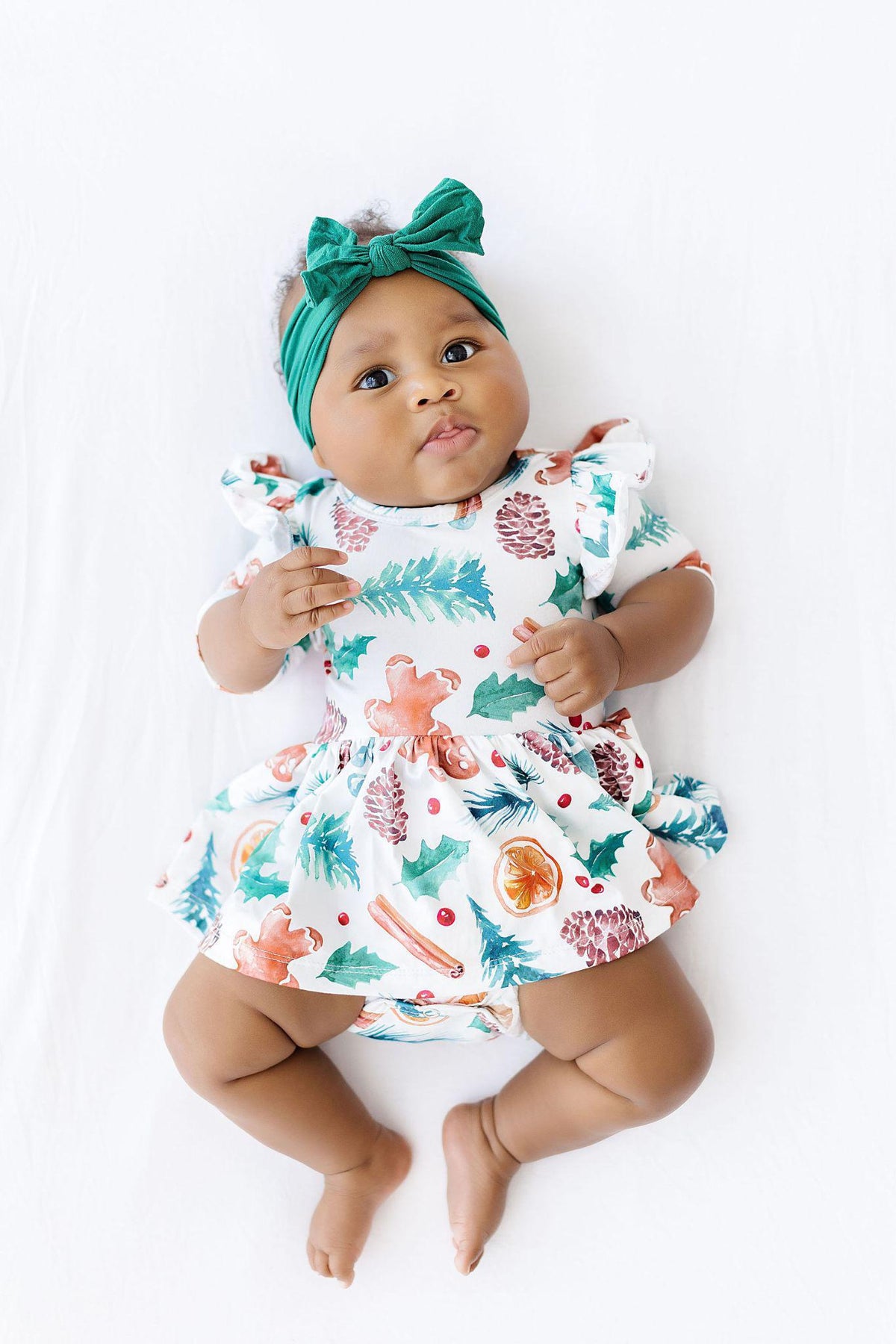 Classic Christmas 3/4 Sleeve Flutter Twirl Bodysuit 2