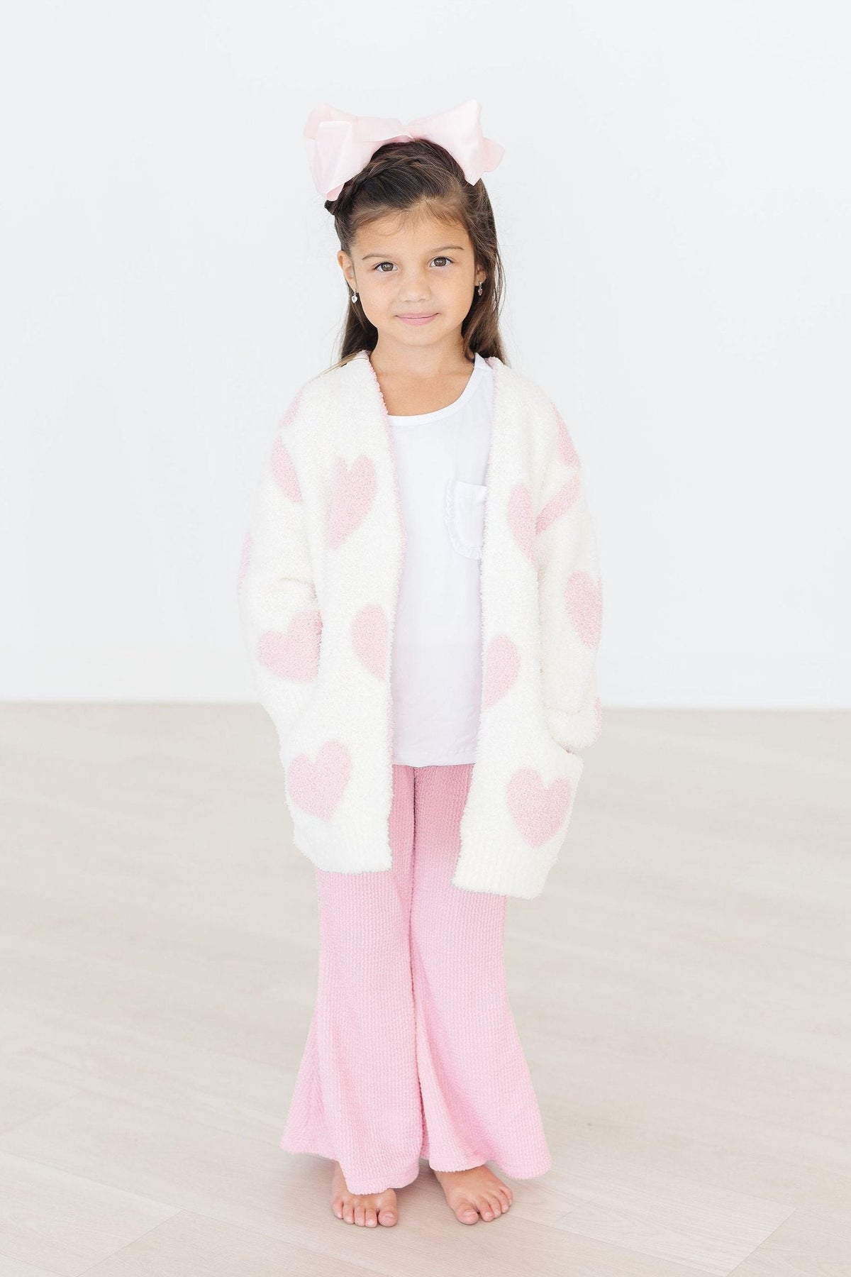 Coconut/Light Pink Heart Cozy Cardigan 5