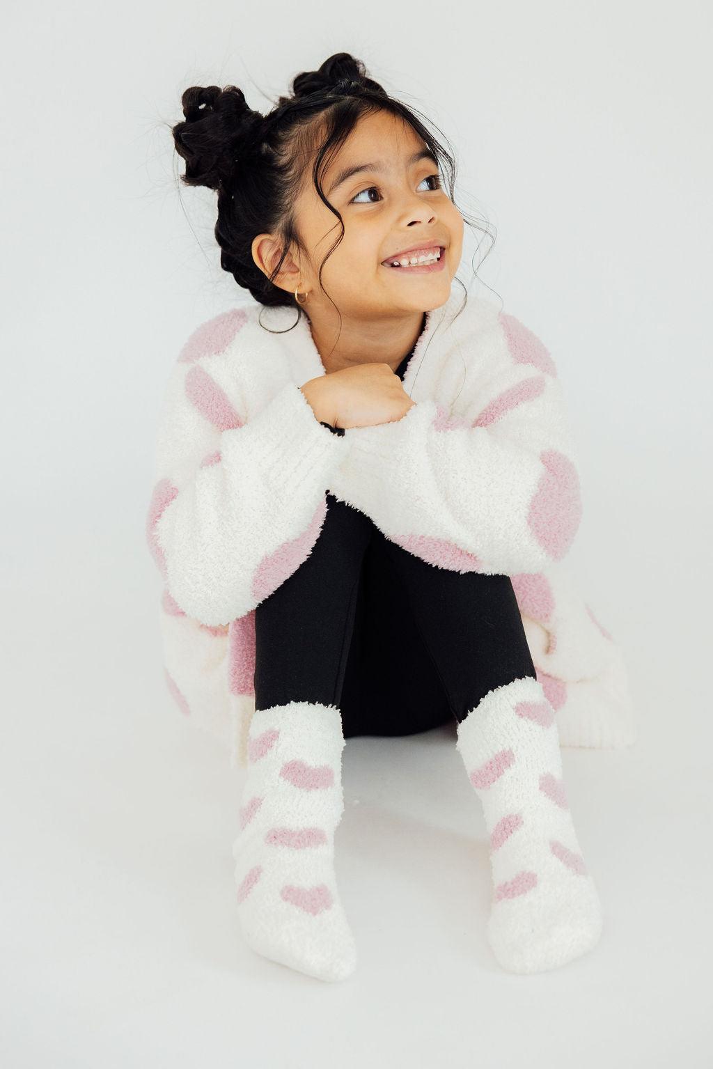 Coconut/Light Pink Heart Cozy Cardigan 6