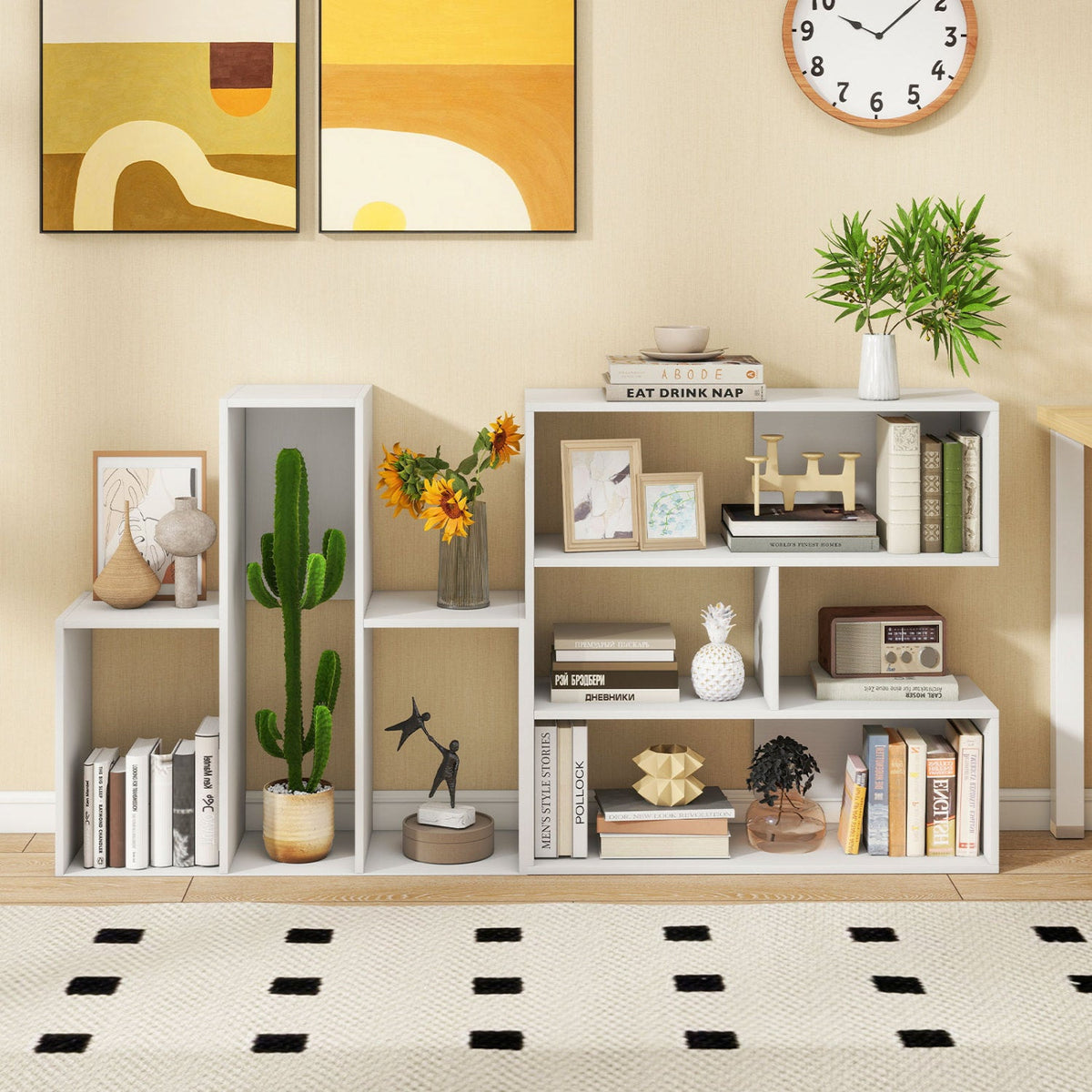 Concave Bookshelf with 3 Open Shelves and Anti-Tip Device 6