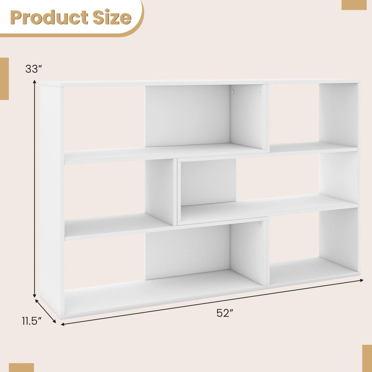 Geometric Bookshelf Set with 3 Open Shelves and Anti-Tip 5