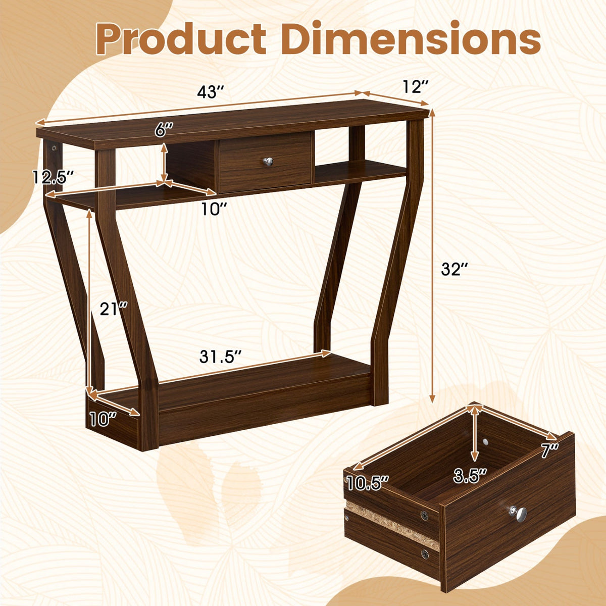 Console Table with Storage Drawer and Shelf, 47-Inch 5