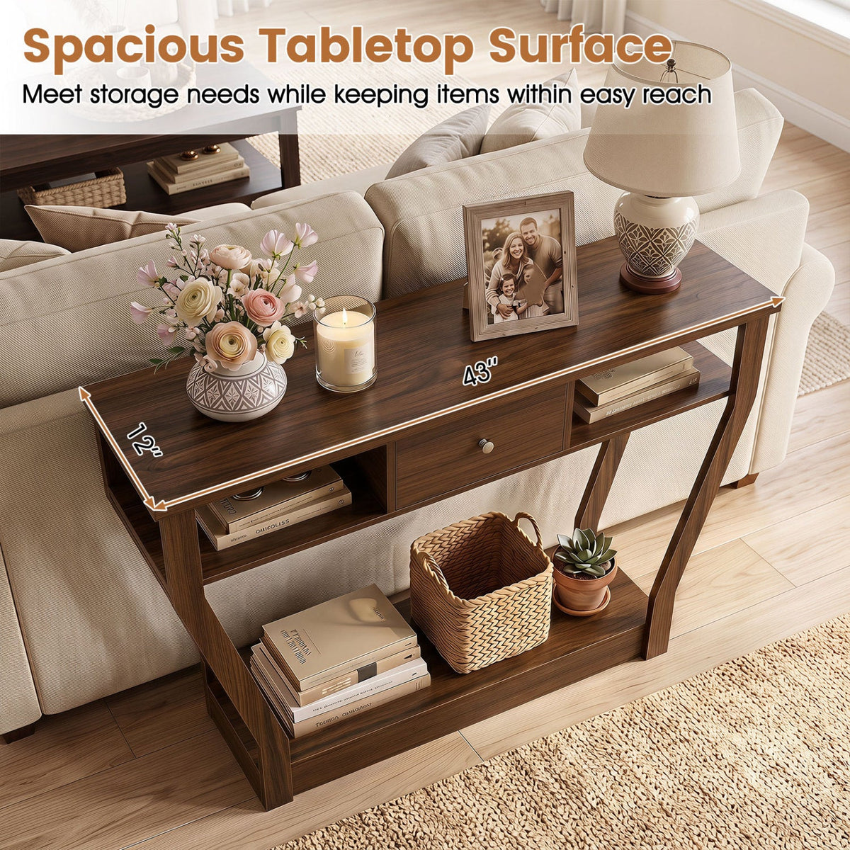 Console Table with Storage Drawer and Shelf, 47-Inch 7