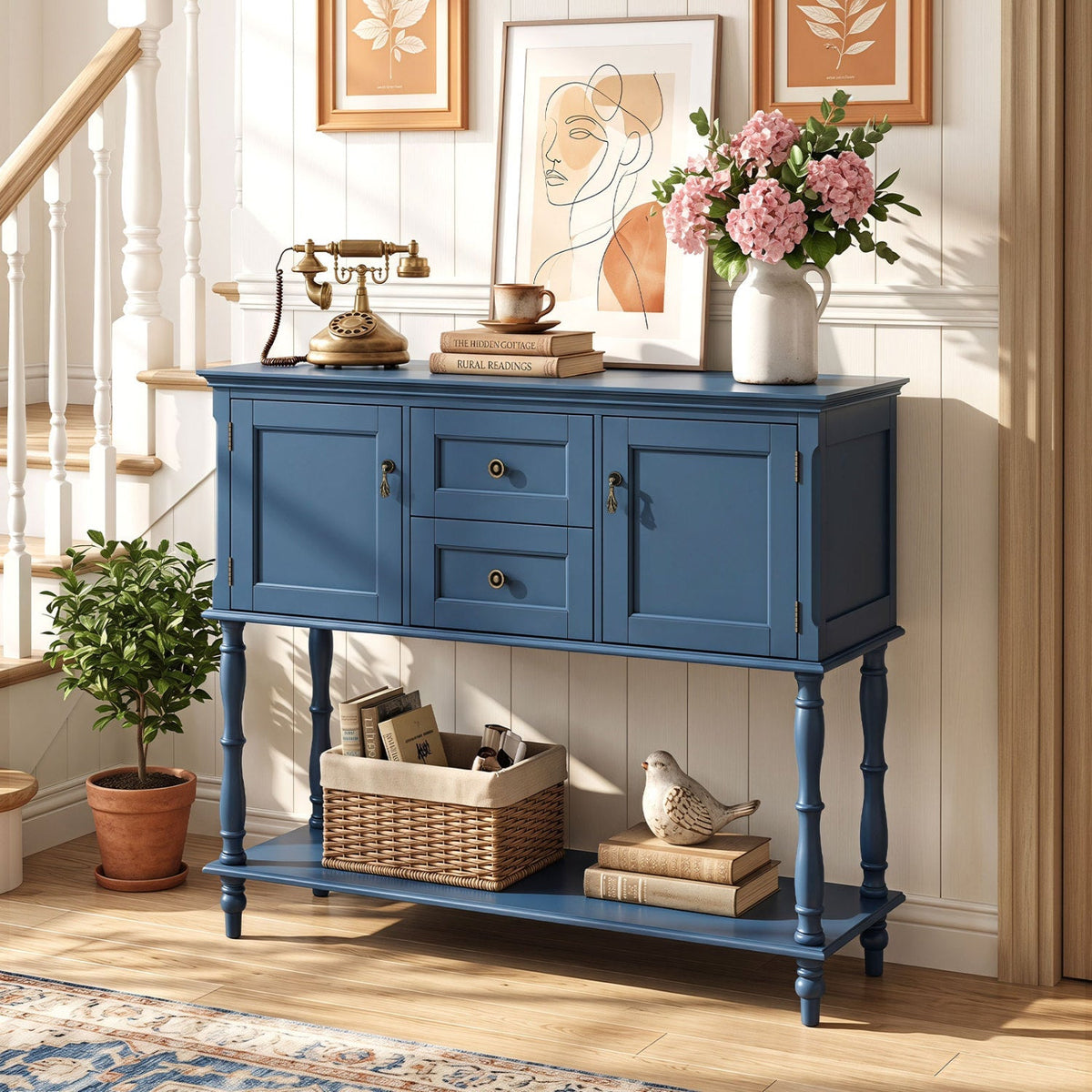 Console Table with 2 Drawers and Storage Cabinets 2
