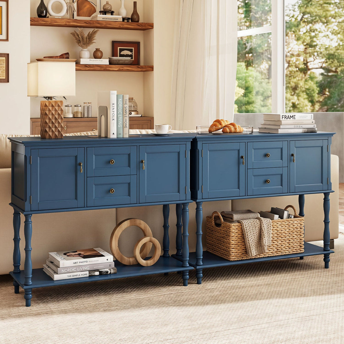 Console Table with 2 Drawers and Storage Cabinets 6