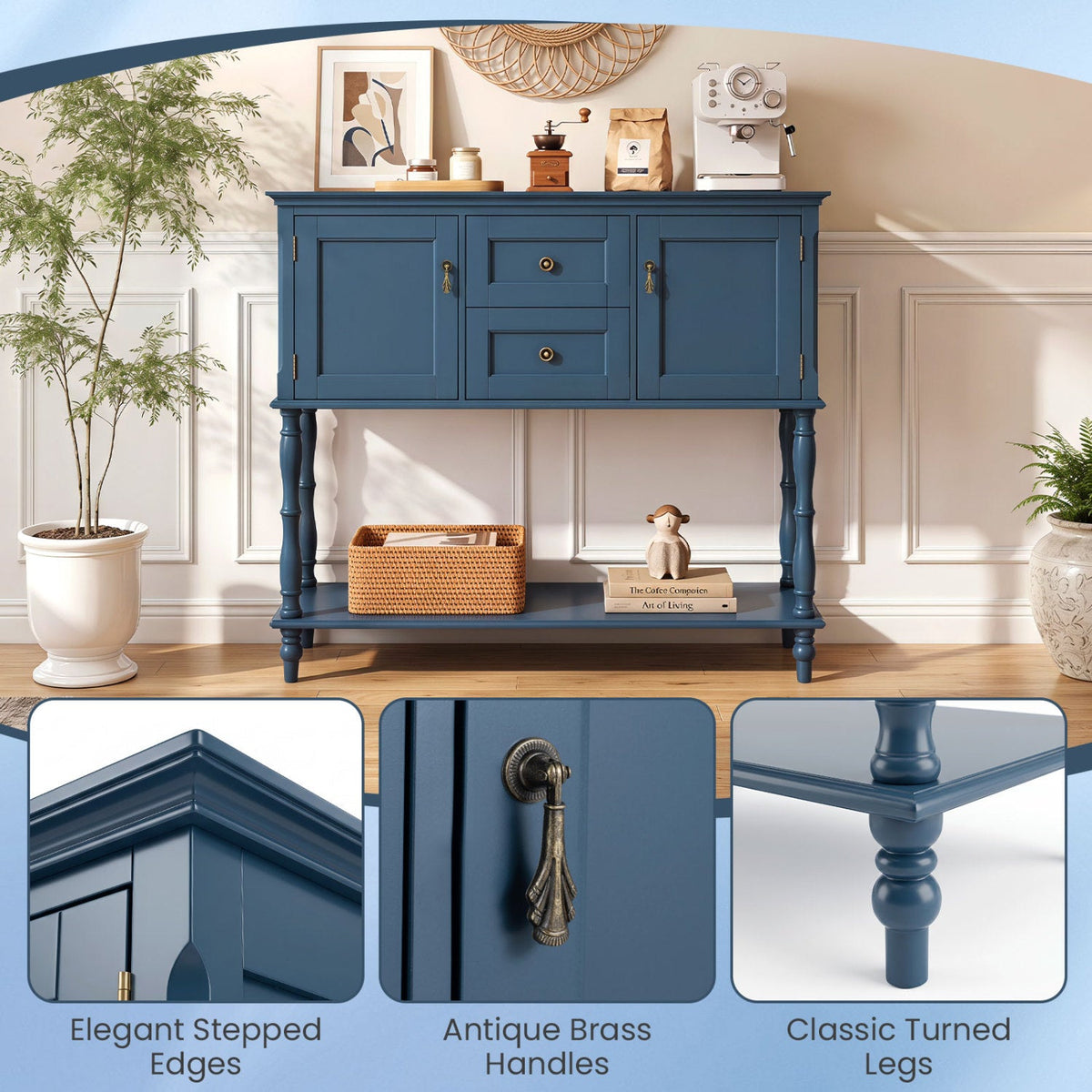 Console Table with 2 Drawers and Storage Cabinets 8