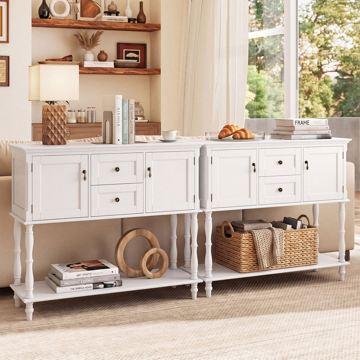 Console Table with 2 Drawers and Storage Cabinets 14