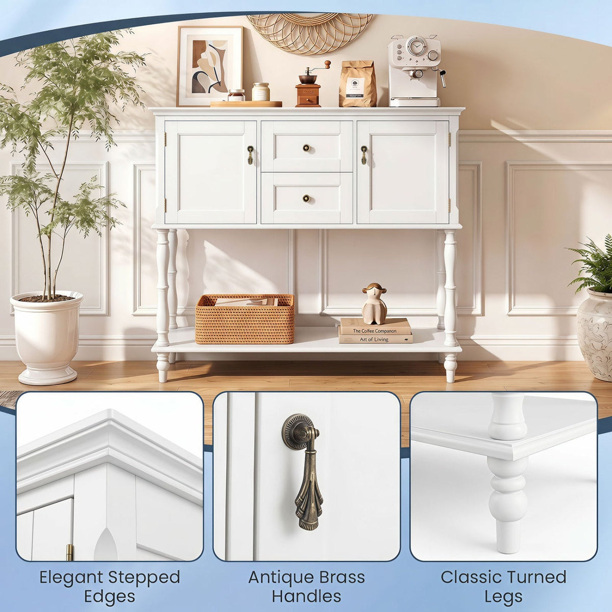 Console Table with 2 Drawers and Storage Cabinets 16