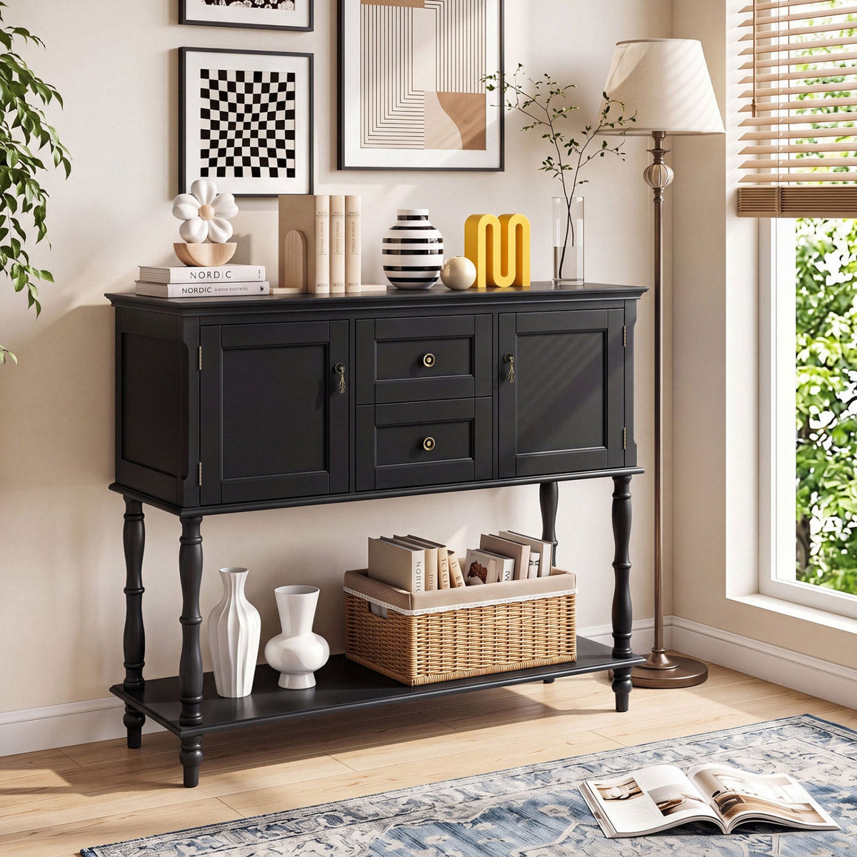 Console Table with 2 Drawers and Storage Cabinets 17