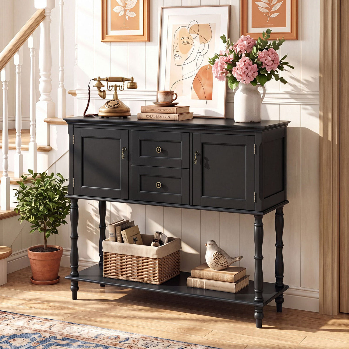 Console Table with 2 Drawers and Storage Cabinets 18