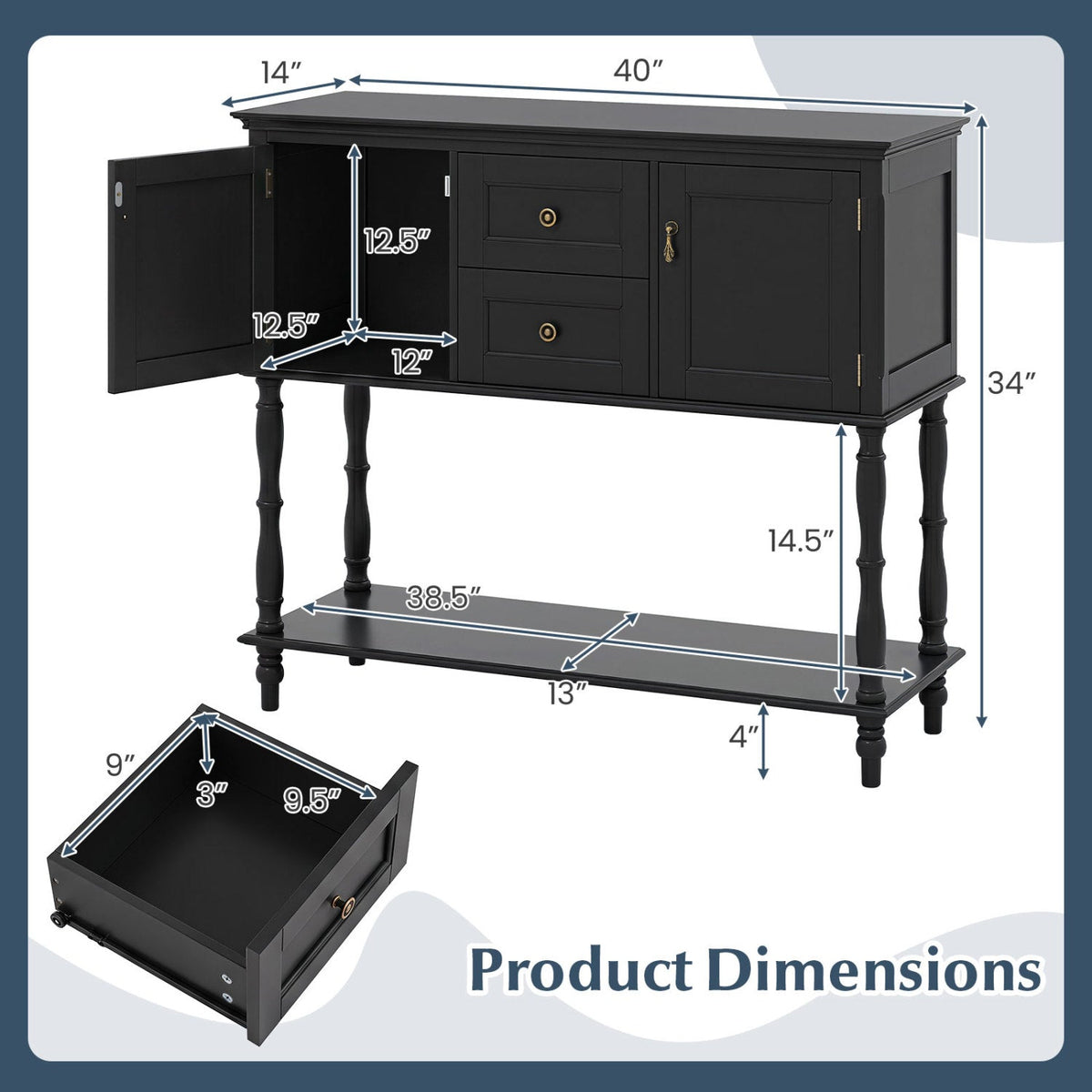 Console Table with 2 Drawers and Storage Cabinets 21