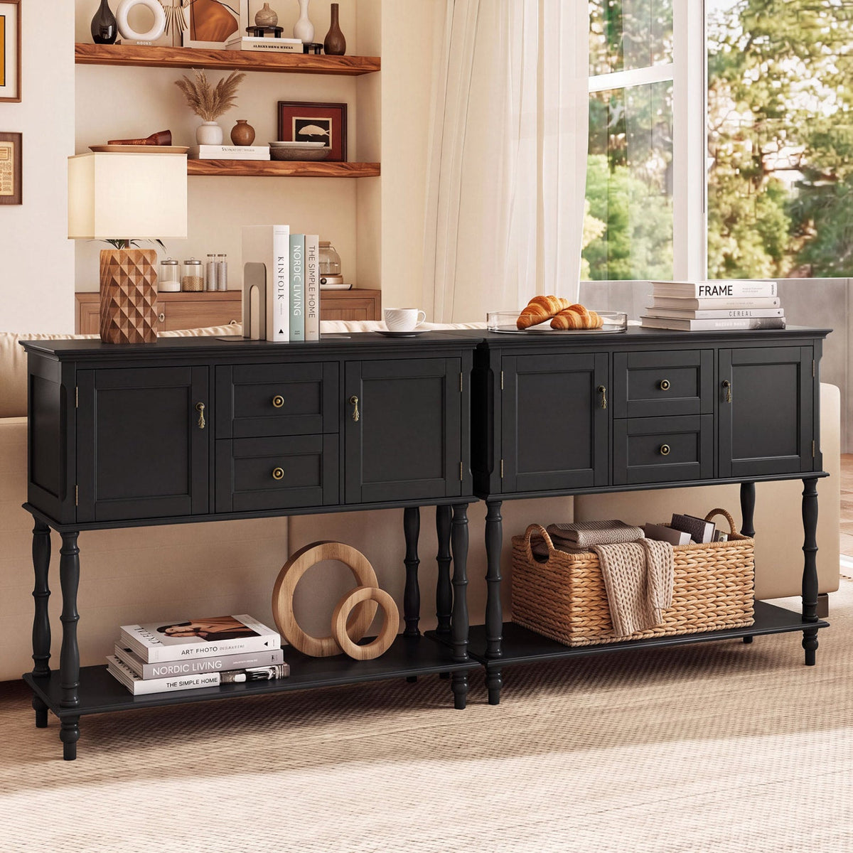 Console Table with 2 Drawers and Storage Cabinets 22