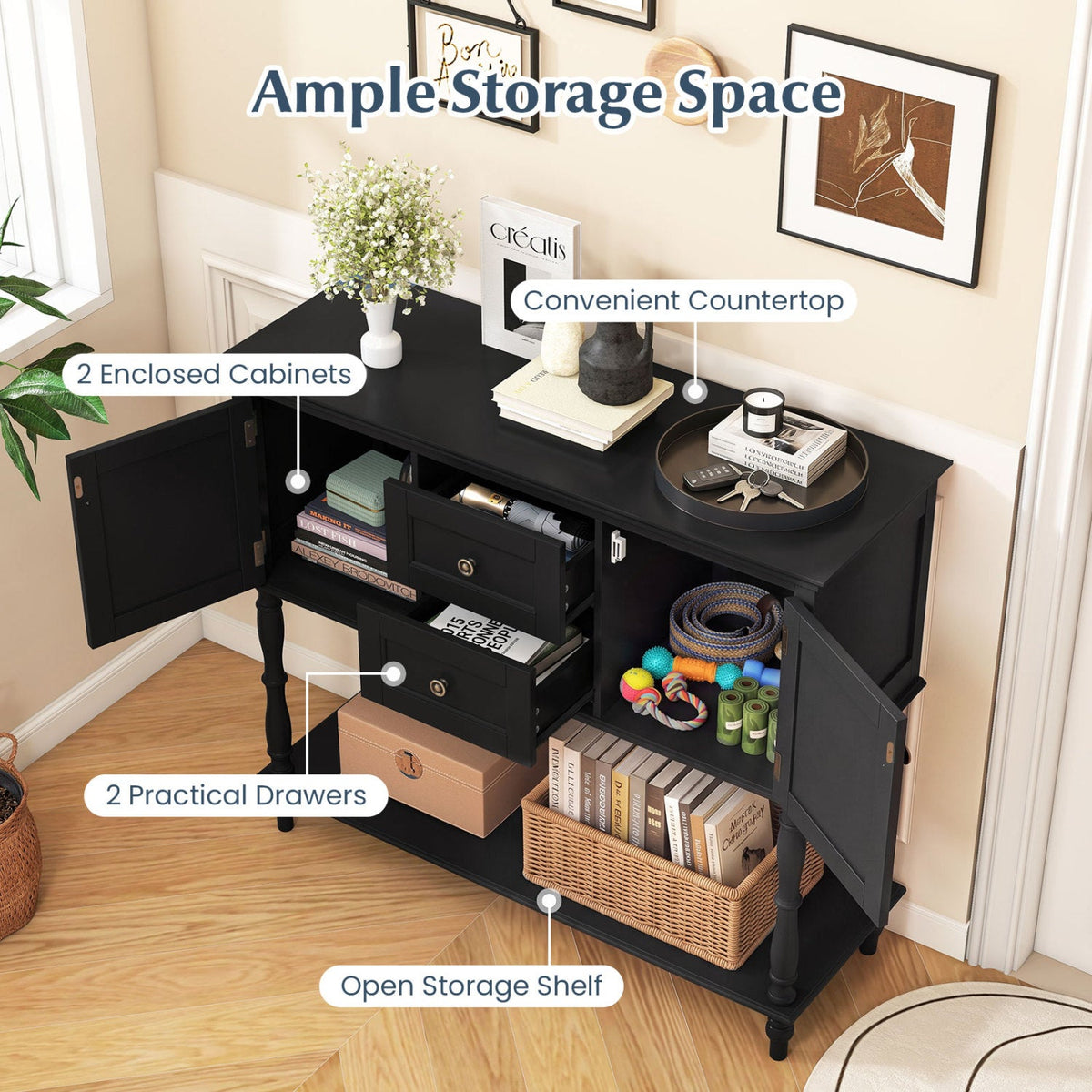 Console Table with 2 Drawers and Storage Cabinets 23